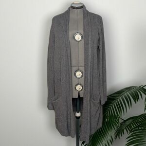 Barefoot Dreams Bamboo Chic Cozychic Lite Essential Long Cardigan Gray Plus 1X